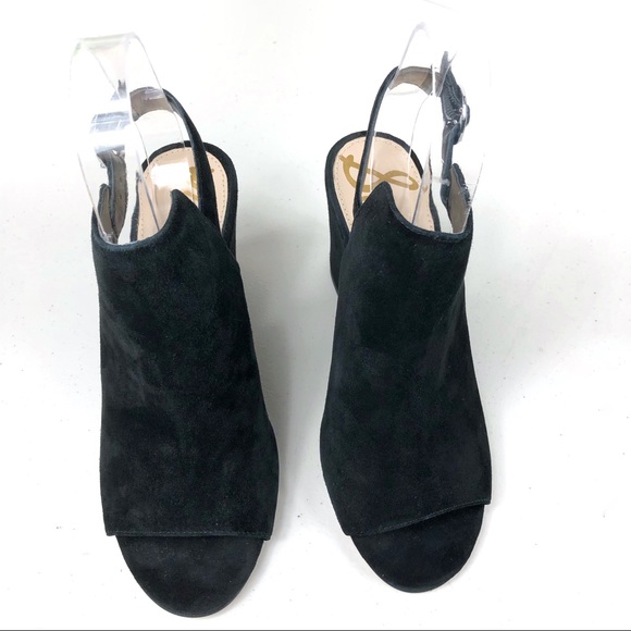 Sam Edelman Black Wedge Suede Sandals Size 6M - Picture 2 of 8